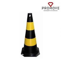 Cone PVC Preto Amarelo 75cm